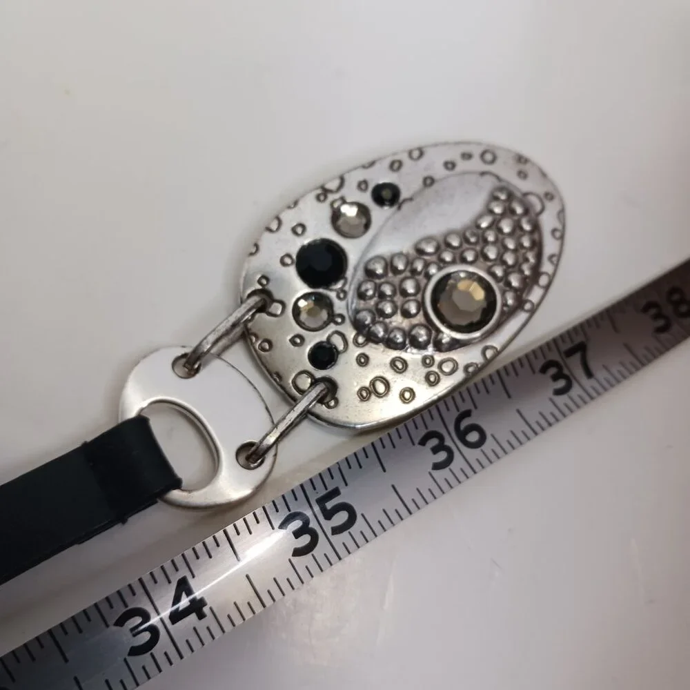 Chico's Vintage Women's Belt Size SM Skinny Buckle Belt Black Leather